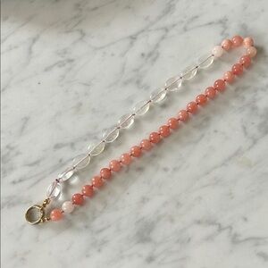 Citrine and aventurine hand knotted beaded necklace